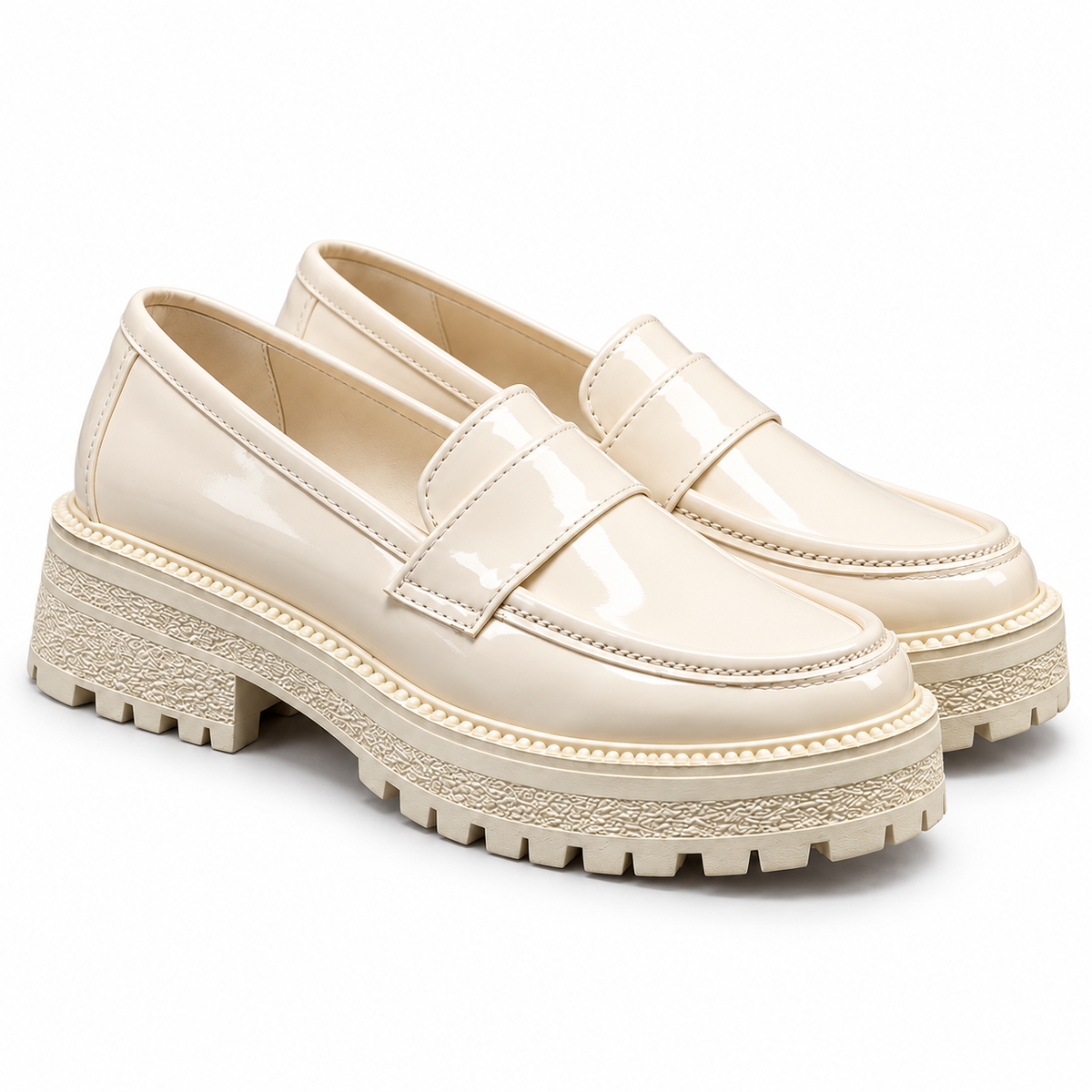 Mocassins Femme à Semelle Épaisse Crantée