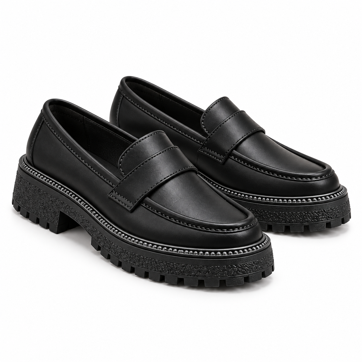 Mocassins Femme à Semelle Épaisse Crantée