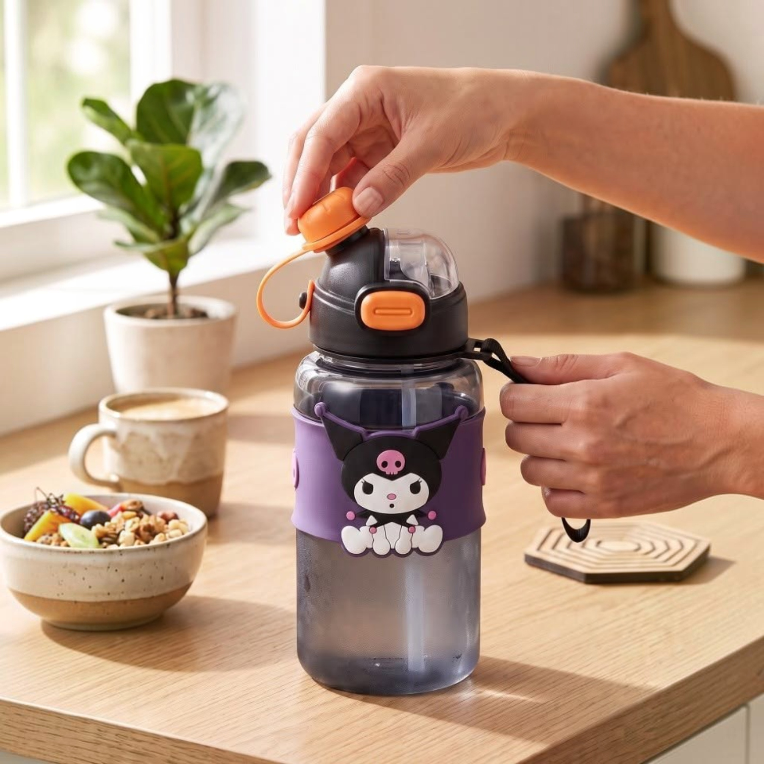 Gourde Enfant 600 ml – Bouteille d'Eau Étanche avec Paille