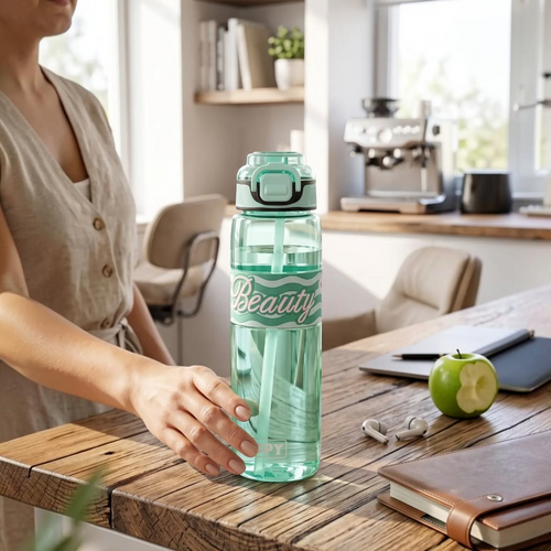 Bouteille d'Eau Sport 1000 ml avec Paille Intégrée