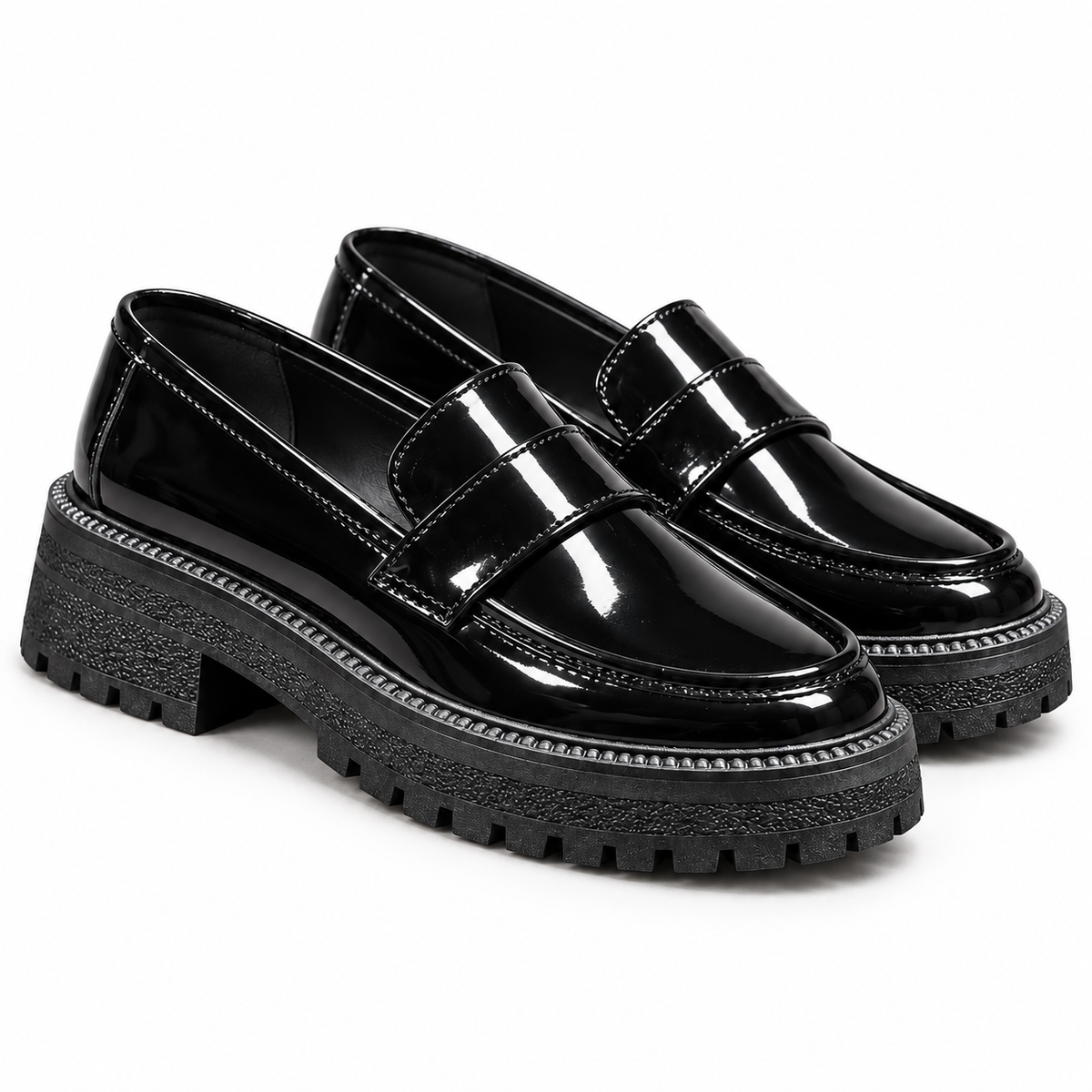 Mocassins Femme à Semelle Épaisse Crantée