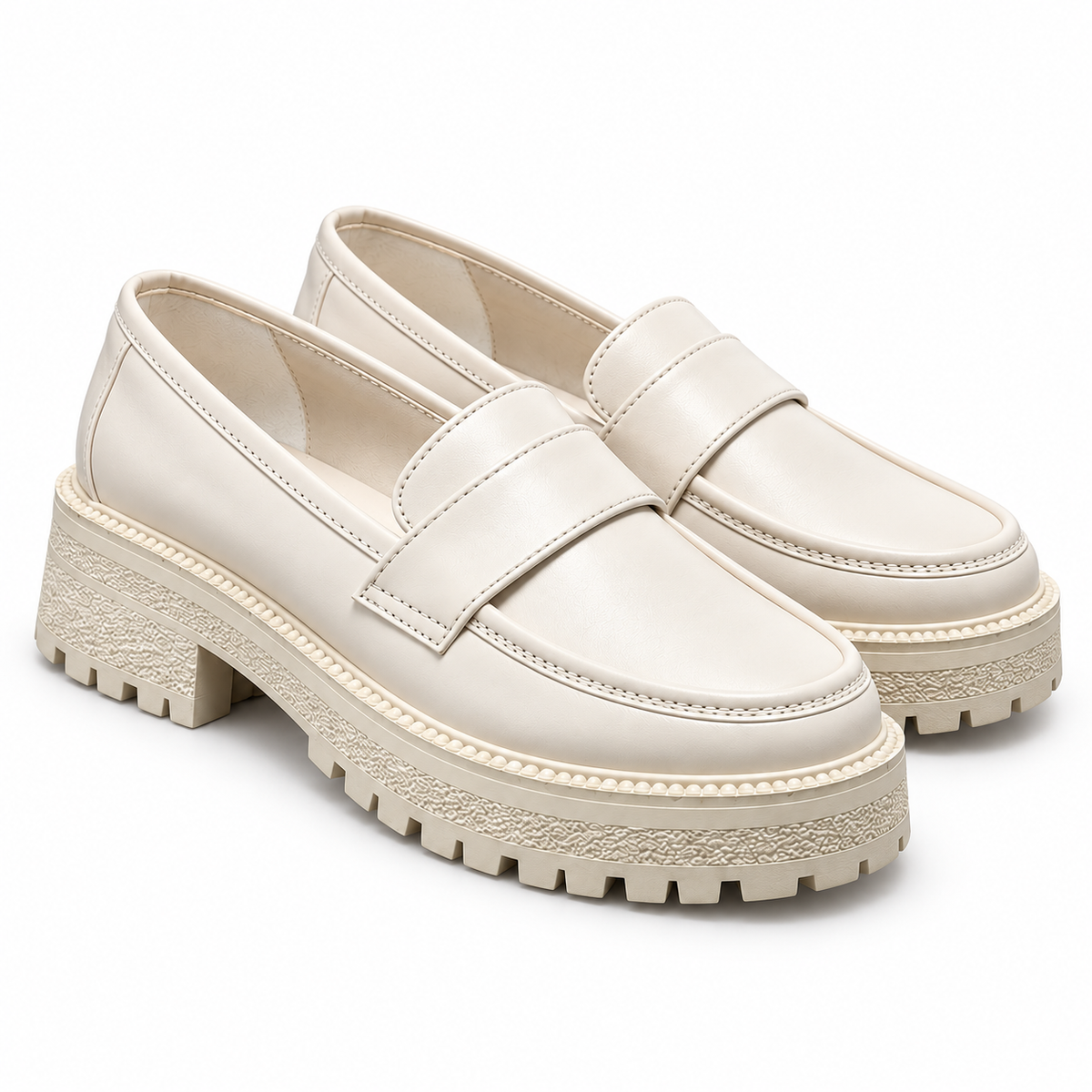 Mocassins Femme à Semelle Épaisse Crantée