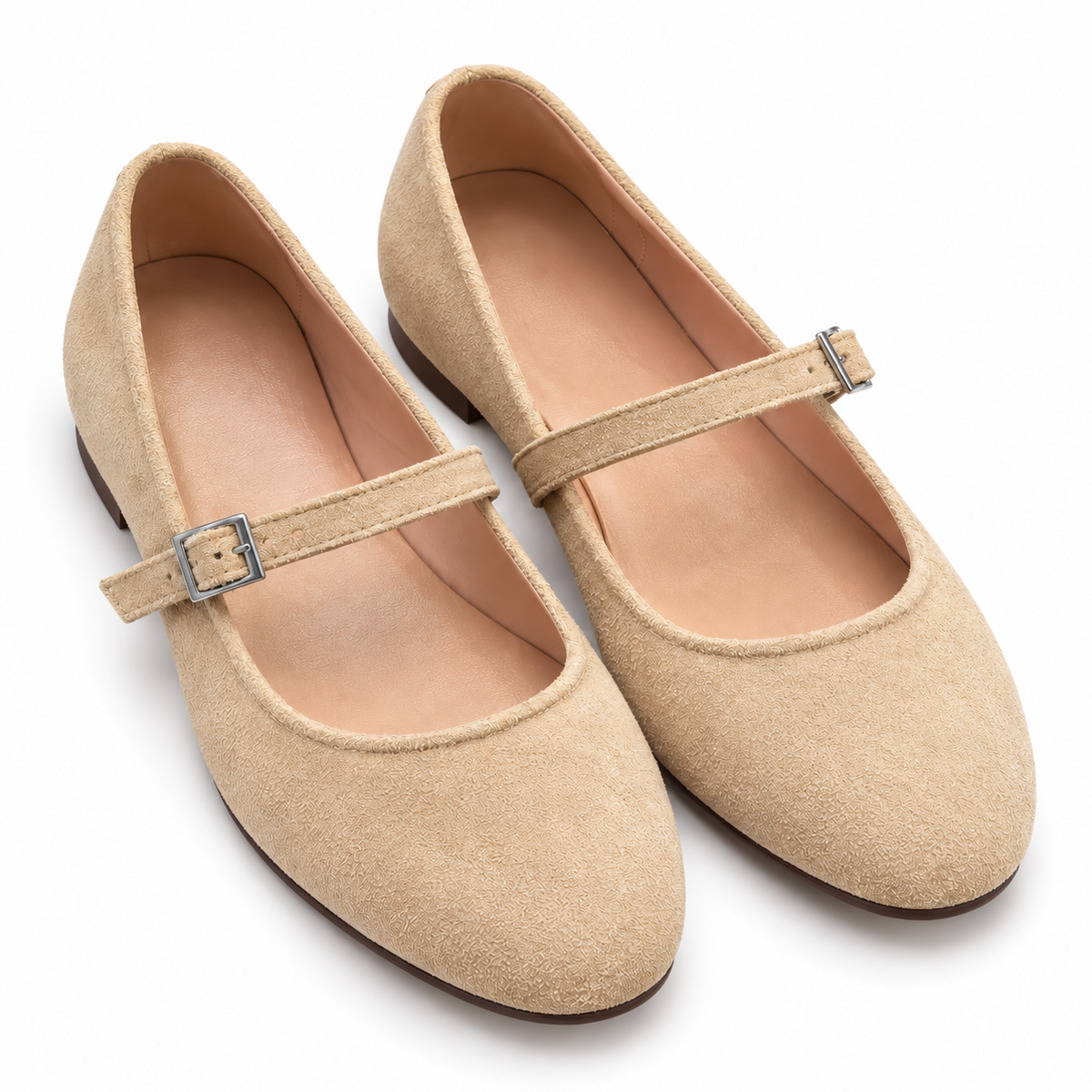 Ballerines Femme Mary Jane en Suédine – Boucle Dorée