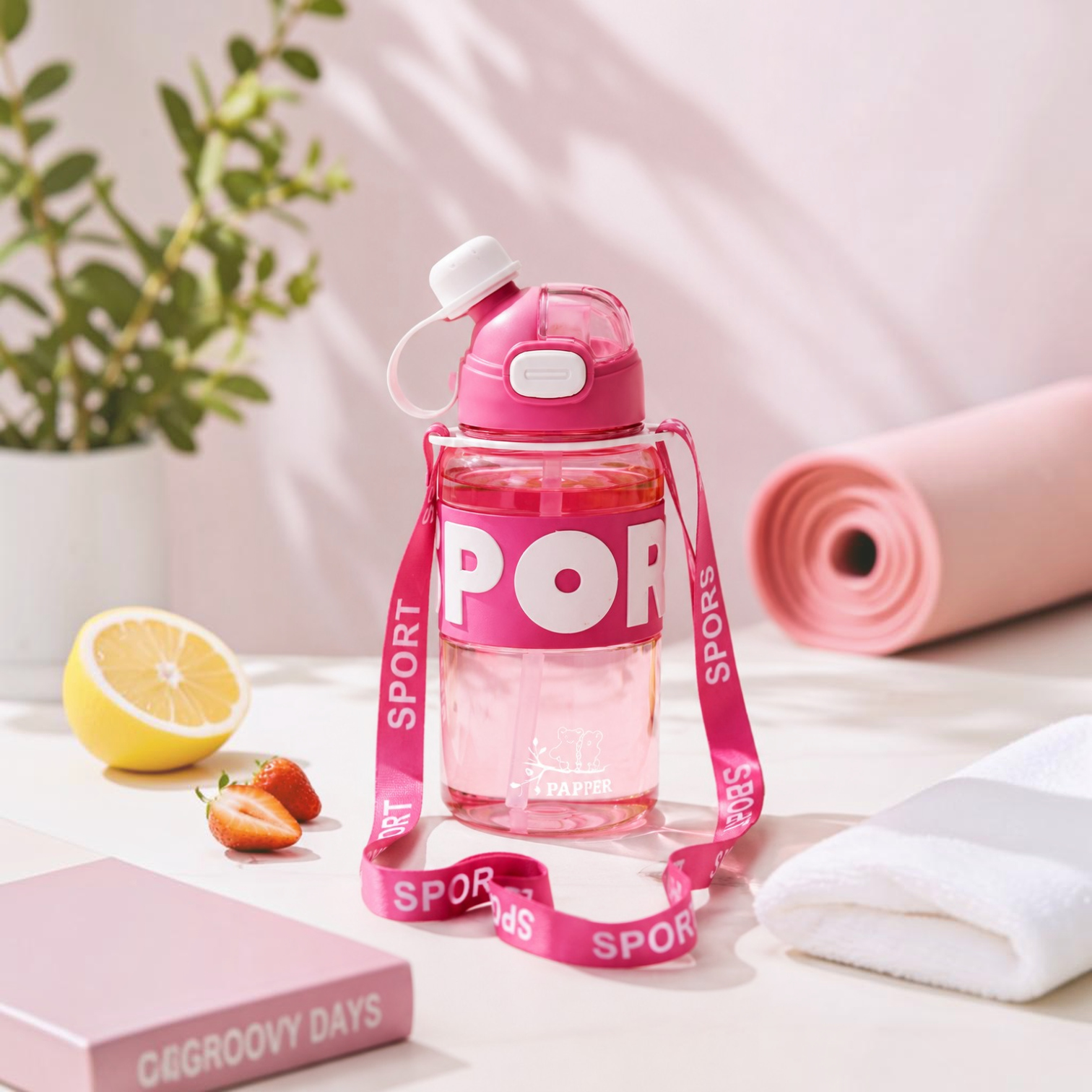 Bouteille d'Eau Sport 600 ml – Anti-Fuite avec Bandoulière