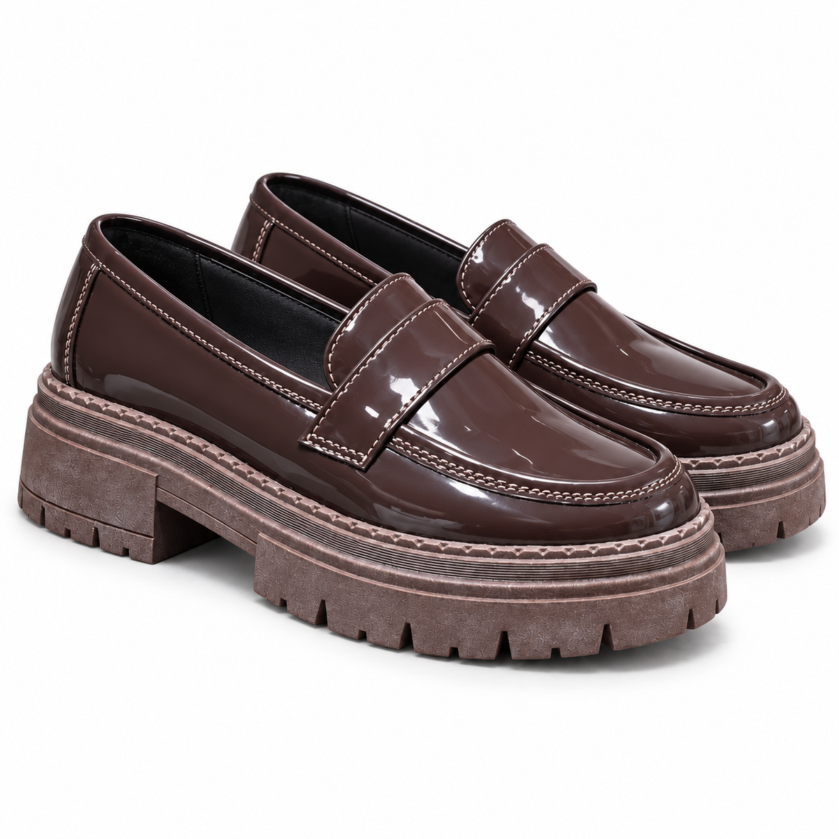Mocassins Femme à Semelle Épaisse Crantée