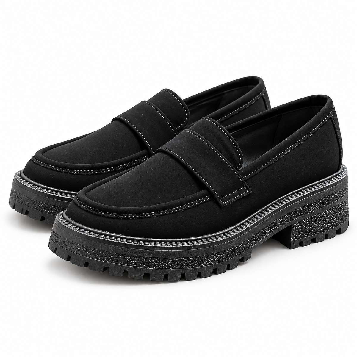 Mocassins Femme à Semelle Épaisse Crantée