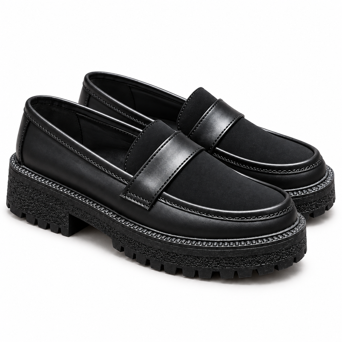 Mocassins Femme à Semelle Épaisse Crantée